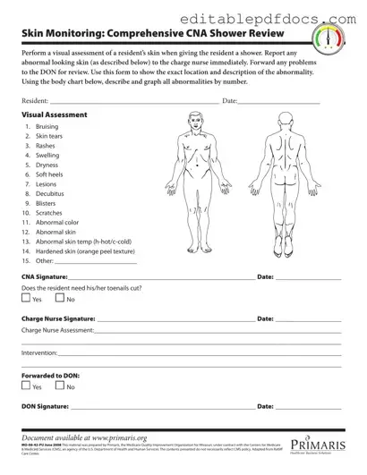 Fill a Valid Cna Shower Sheets Template