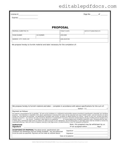 Fill a Valid Construction proposal form Template