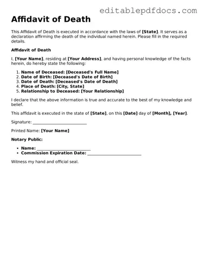 Free Affidavit of Death Document