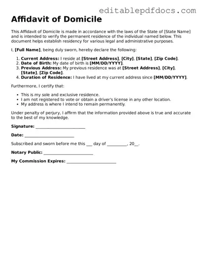 Free Affidavit of Domicile Document