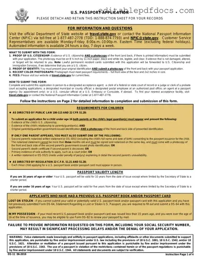 Fill a Valid DS-11 U.S. Passport application Template