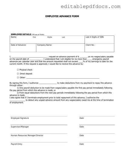 Fill a Valid Employee Advance Template