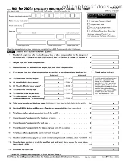 Fill a Valid IRS 941 Template