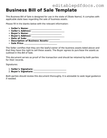 Free Business Bill of Sale Document