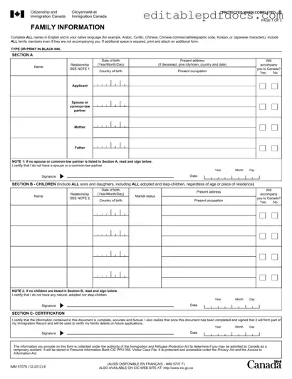 Fill a Valid Imm5707 Template