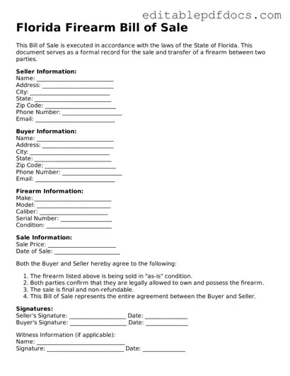  Firearm Bill of Sale Document for Florida