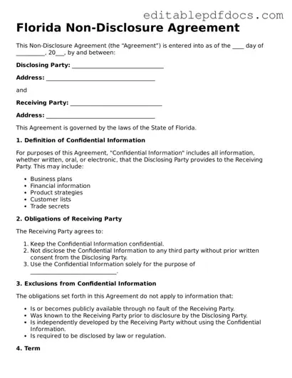  Non-disclosure Agreement Document for Florida