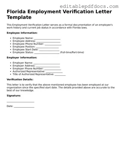 Employment Verification Document for Florida