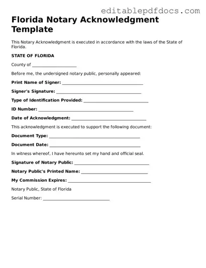  Notary Acknowledgement Document for Florida