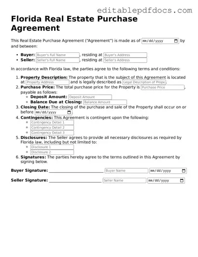  Real Estate Purchase Agreement Document for Florida