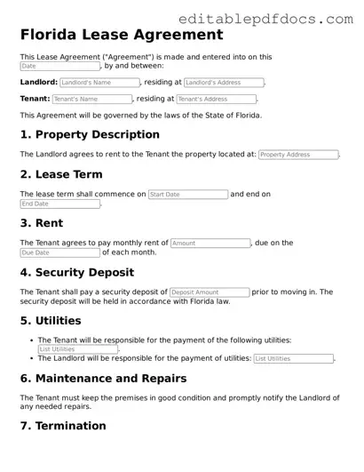  Lease Agreement Document for Florida