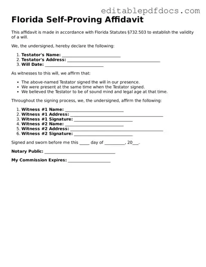  Self-Proving Affidavit Document for Florida