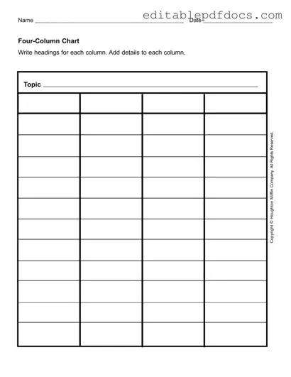 Fill a Valid Four Column Chart Template