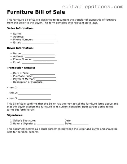 Free Furniture Bill of Sale Document