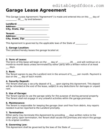 Free Garage Lease Agreement Document