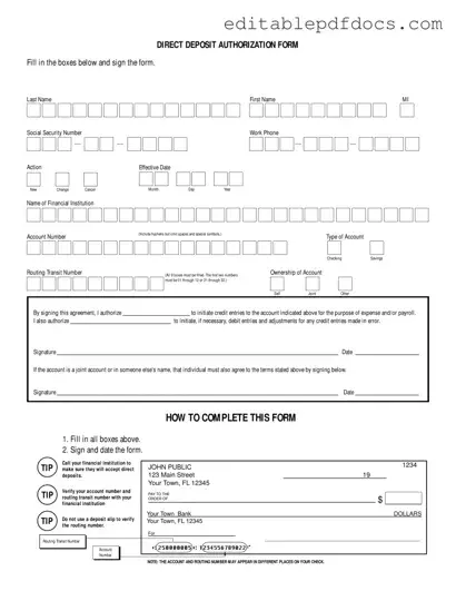 Fill a Valid Generic Direct Deposit Template