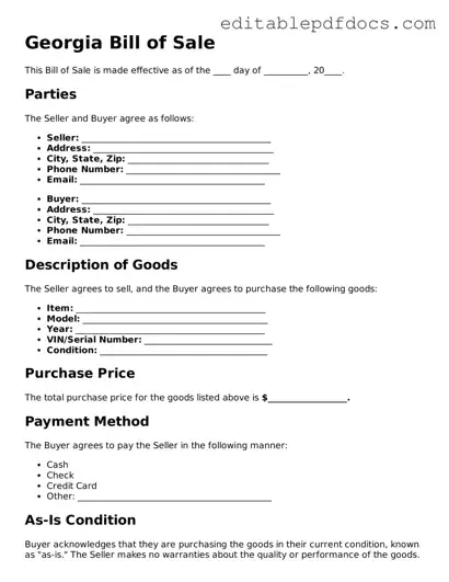  Bill of Sale Document for Georgia