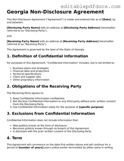  Non-disclosure Agreement Document for Georgia