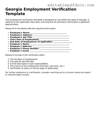 Employment Verification Document for Georgia