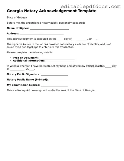  Notary Acknowledgement Document for Georgia