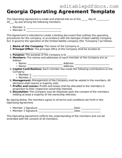  Operating Agreement Document for Georgia