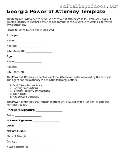  Power of Attorney Document for Georgia