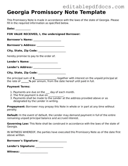  Promissory Note Document for Georgia