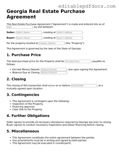  Real Estate Purchase Agreement Document for Georgia