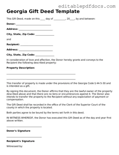  Gift Deed Document for Georgia