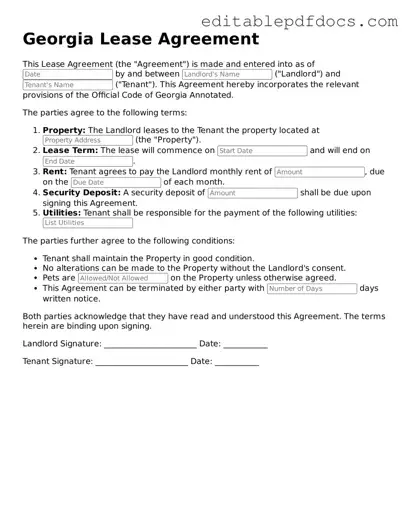  Lease Agreement Document for Georgia