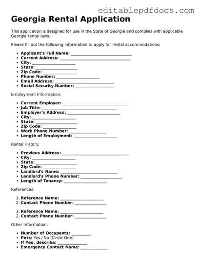  Rental Application Document for Georgia