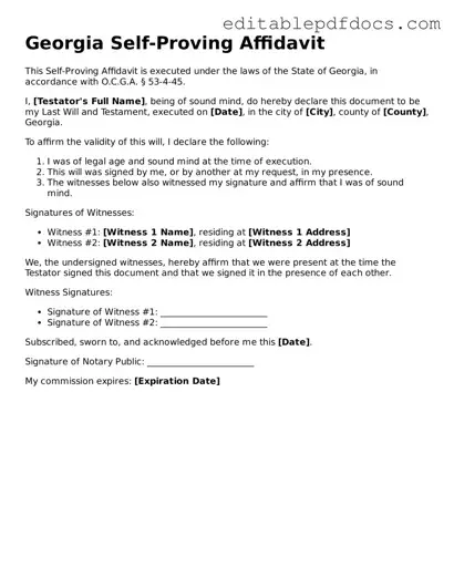  Self-Proving Affidavit Document for Georgia