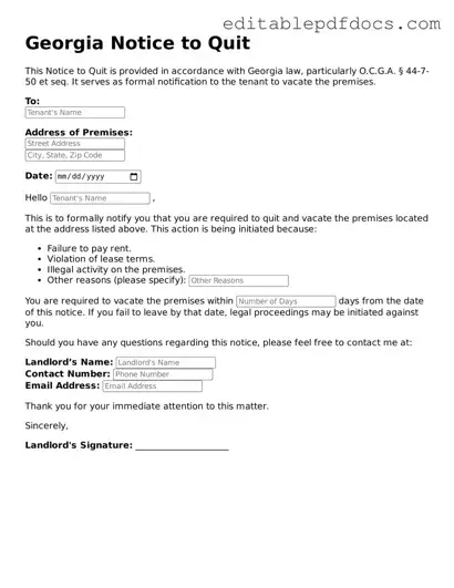  Notice to Quit Document for Georgia