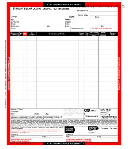 Fill a Valid Hazard Bill Of Ladden Template