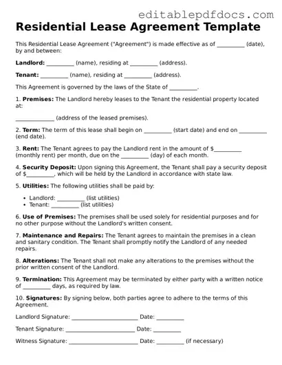 Free Residential Lease Agreement Document