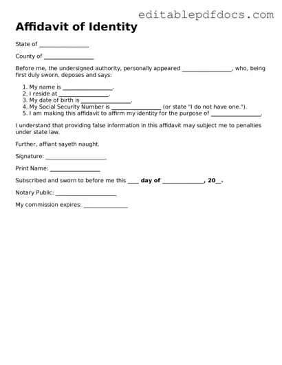 Free Affidavit of Identity Document