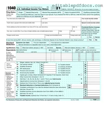Fill a Valid IRS 1040 Template