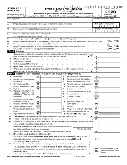 Fill a Valid IRS Schedule C 1040 Template