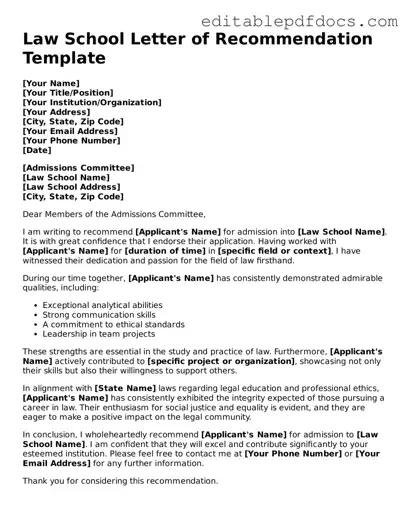 Free Law School Letter of Recommendation Document