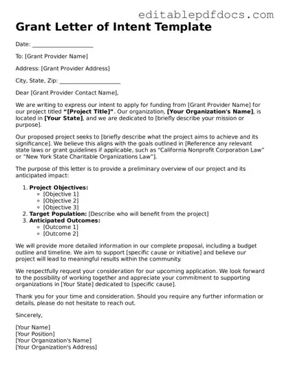 Free Grant Letter of Intent Document