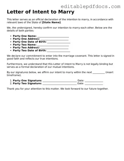 Free Letter of Intent to Marry Document