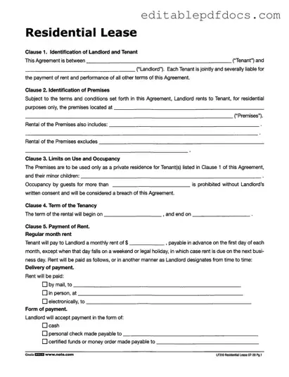 Fill a Valid Lf310 Residential Lease Template