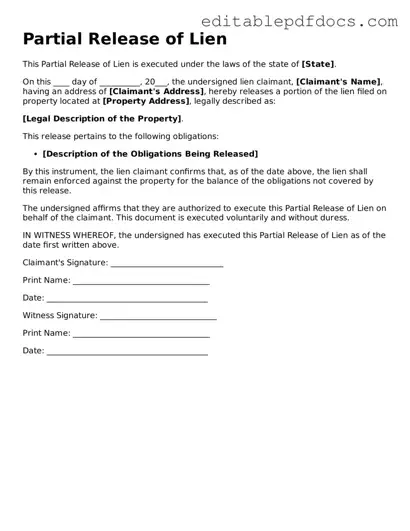 Free Partial Release of Lien Document