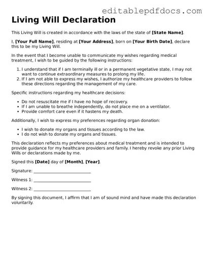 Free Living Will Document