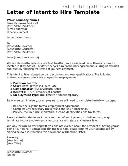 Free Letter of Intent to Hire Document