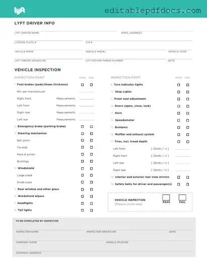Fill a Valid Lyft Inspection Template