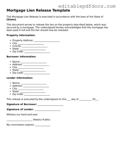 Free Mortgage Lien Release Document