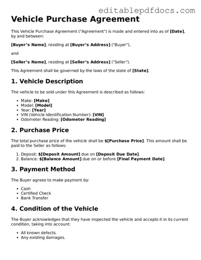 Free Vehicle Purchase Agreement Document