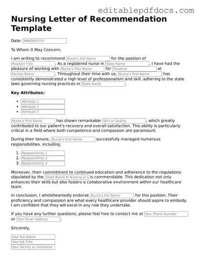 Free Nursing Letter of Recommendation Document
