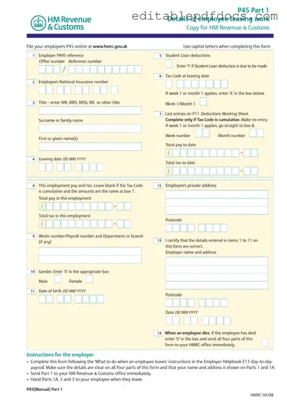 Fill a Valid P 45 It Template
